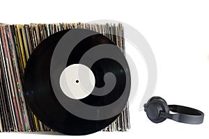 White vinyl records on a white background