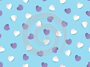 White and violet hearts on a light blue background valentine love seamless pattern bacground. Vector illustraton photo