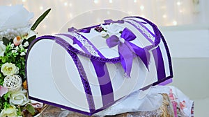 White with violet wedding money box