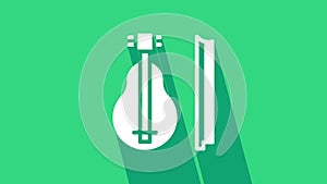 White Violin icon isolated on green background. Musical instrument. 4K Video motion graphic animation