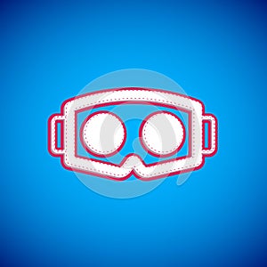 White Virtual reality glasses icon isolated on blue background. Stereoscopic 3d vr mask. Optical head mounted display