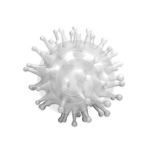 White virus bacteria cell 3D render image isolated on white background. Flu, influenza, coronavirus model illustration. Covid-19