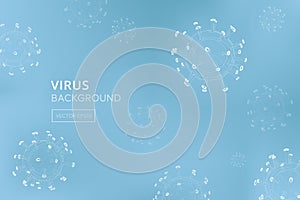 White virus particle outlines in light blue background photo