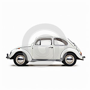 Minimalistic 1970s Volkswagen Beetle On White Background