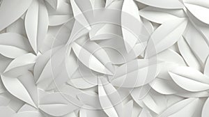 white volumetric textured leaves background seamless pattern