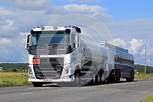 White Volvo FH Tank Truck ADR on Summer Road