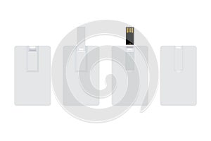 White wafer USB flash card isolated on white
