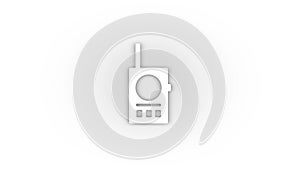 White walkie-talkie icon with shadow isolated on white background.