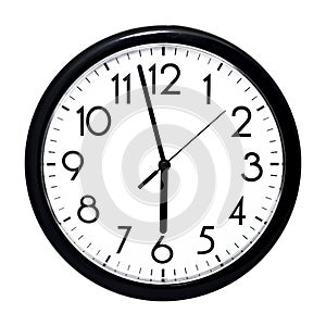 White wall clock. Isolated on white background.