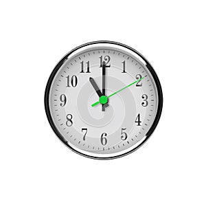 White wall clock isolated on white background.