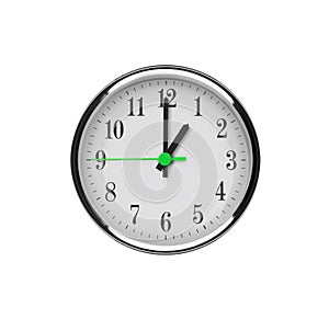 White wall clock isolated on white background.