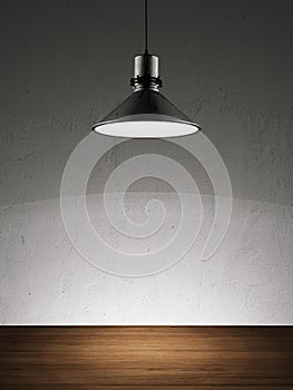 White wall with lamp