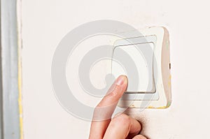 White wall light switch.Copy space