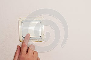 White wall light switch.Copy space