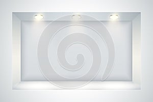 White wall niche with spotlight