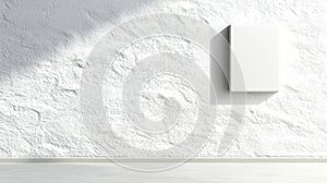 A white wall with a rectangular panel on the right side.