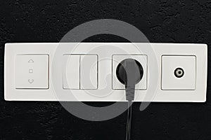 White Wall Socket with Plug