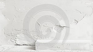 a white wall with subtle structures in the plaster, emphasizing the minimalist aesthetic and purity of the wall in an