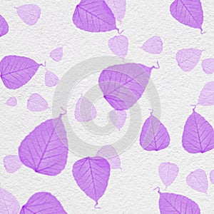 White wall texture with purple leaf paint