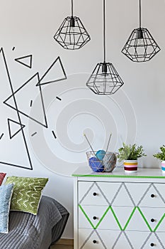 White wall with triangle theme