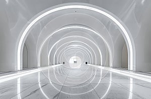 White-Walled Hallway With Arches