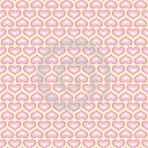 White wallpaper with pink hearts. Pattern for Valentines day greeting. Vector pattern fond.