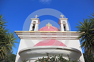 The white walls and pink domes Orthodox Church