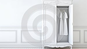 White Wardrobe Closet With Baroque-inspired Details And Jewish Culture Themes