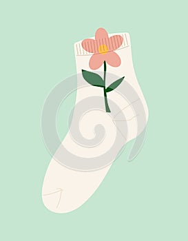 White warm sock vector concept