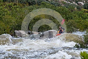 White water kayaking in Du Toits Kloof, South Africa