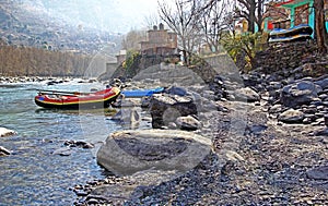 White Water Rafting Boats in the Himalayas