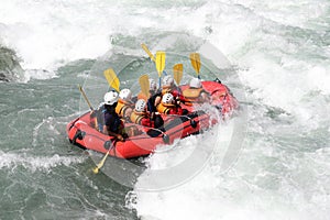 White water rafting on the rapids of river