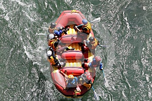 White water rafting on the rapids of river