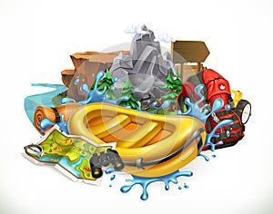 White water rafting. vector illustration