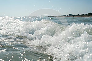 White water with ripples on the surface