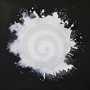 white watercolor splashes forming a blob on a black background for creative design projects