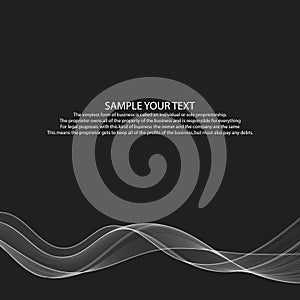 White wave on a black background. Layout for advertising. Modern design decoration. wave