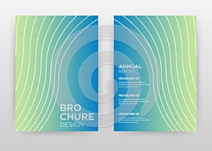 White wave lines on blue, green design for annual report, brochure, flyer, poster. Abstract blue, green background vector