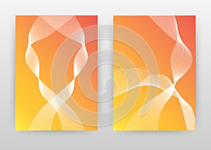 White waved lines on orange design for annual report, brochure, flyer, poster. Orange yellow abstract background vector