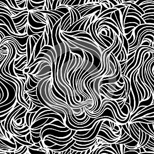 White wavy lines on a black background