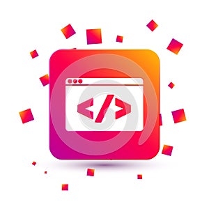 White Web design and front end development icon isolated on white background. Square color button. Vector