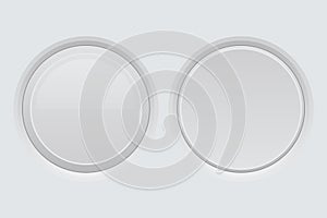 White web interface buttons. Round 3d icons