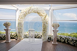 White wedding ceremony decorations indoor