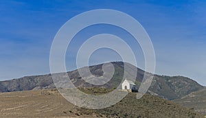 White wedding chapel on a hill in the western cape province of South Africa