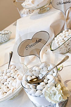 White wedding confetti buffet