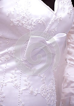 White wedding dress detail