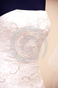 White wedding dress detail