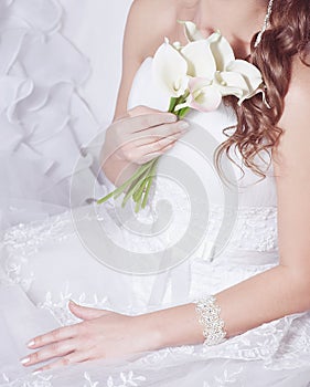 White wedding dress detail