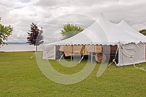 White wedding party tent photo