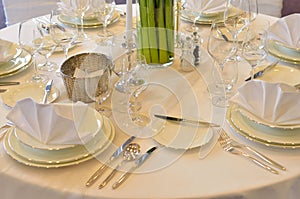 White wedding table reception